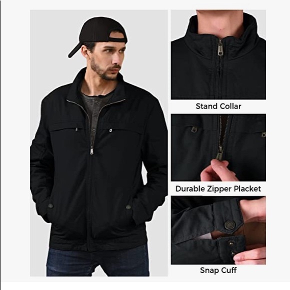 Men's Military Jacket Lightweight Cotton Stand Collar Casual Utility Coat (BNWT) - Picture 5 of 7